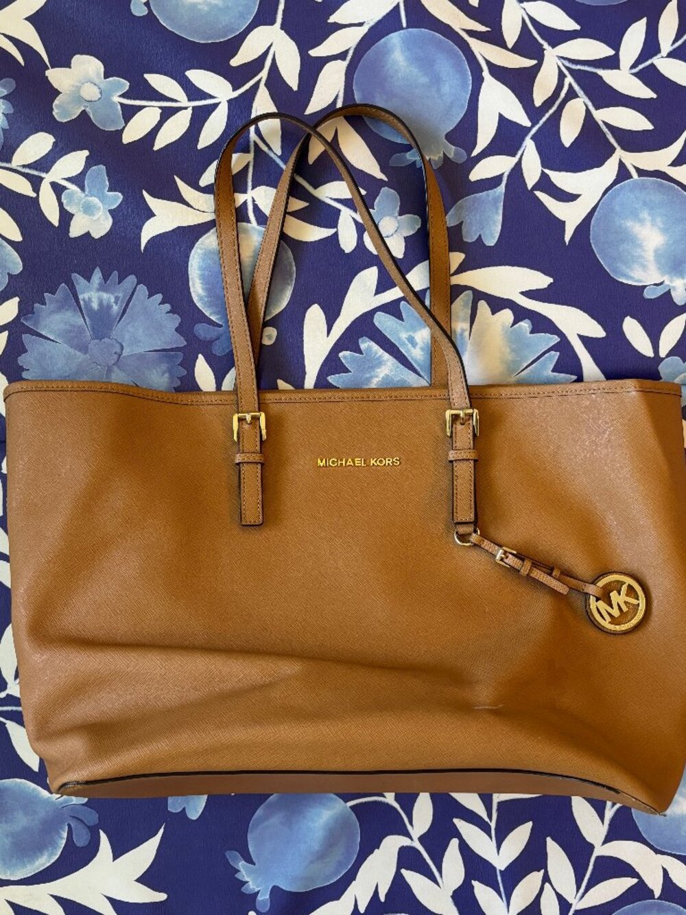 Michael Kors Jet Set Camel Saffiano Leather Large Tote Bag